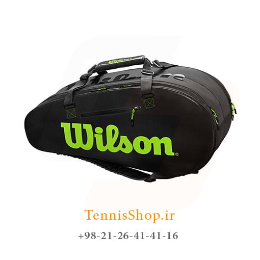 ساک تنیس ویلسون سری Super Tour 2 مدل 9 راکته رنگ مشکی سبز