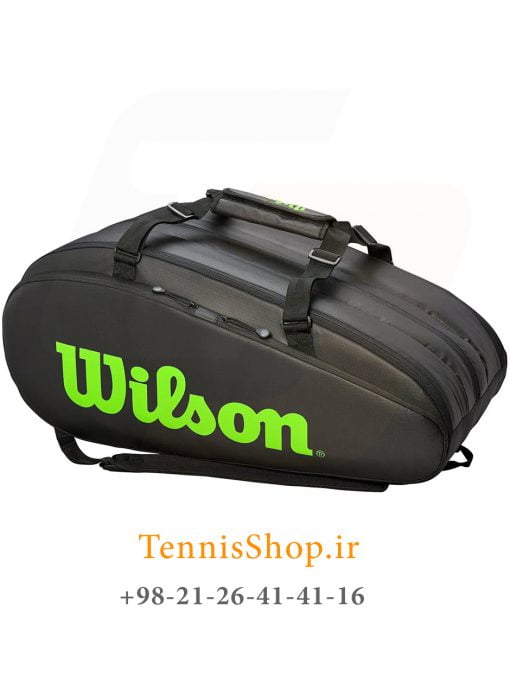 ساک تنیس ویلسون سری tour 3 مدل 15 راکته رنگ مشکی سبز (2)