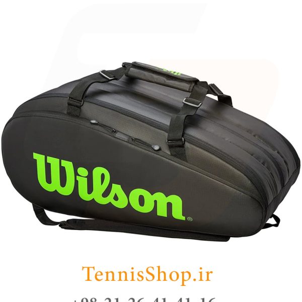 ساک تنیس ویلسون سری tour 3 مدل 15 راکته رنگ مشکی سبز (2)