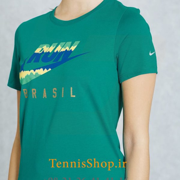 تیشرت تنیس زنانه نایک مدل Brazil Running رنگ سبز (3)