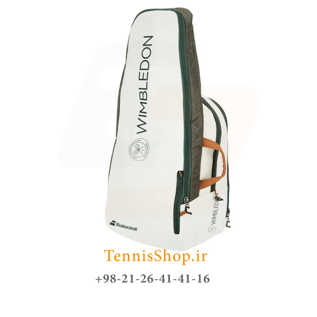 کوله پشتی تنیس بابولات سری PURE WIMBLEDON رنگ سفید قهوه ای (4) کوله پشتی تنیس بابولات سری PURE WIMBLEDON رنگ سفید قهوه ای