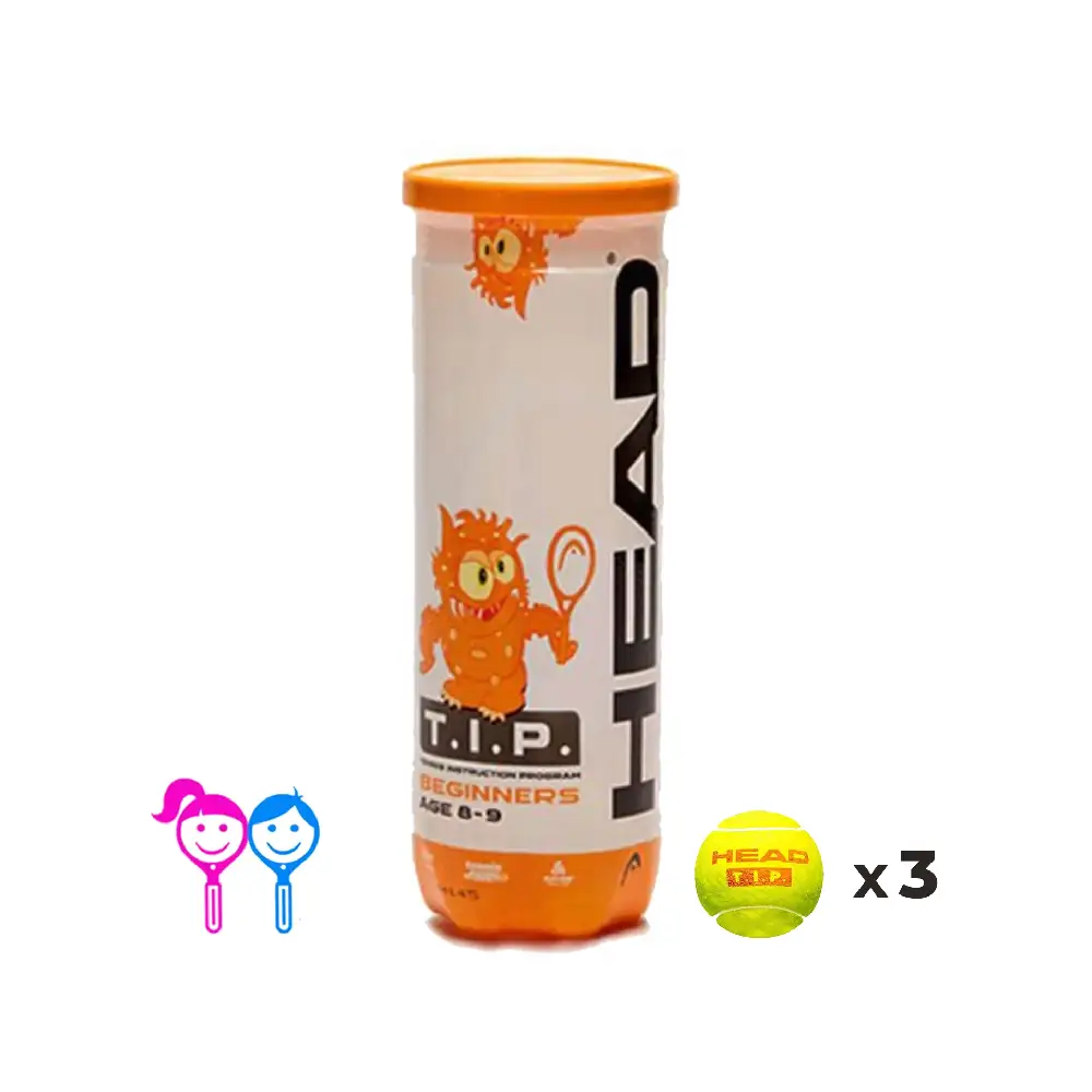 قوطی سه تایی توپ تنیس هد سری TIP رنگ نارنجی
